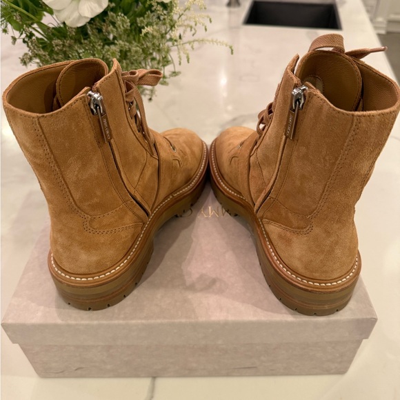 Jimmy Choo Cora Caramel Suede Combat Boots with Crystal Buckle - Picture 7 of 8
